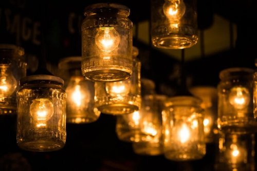 ガラス瓶 吊るし照明