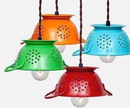 コランダーとボウルで照明器具作り-コランダーを使用した照明