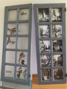 木のドアを使った写真フレーム 低コストなホームデコレーション